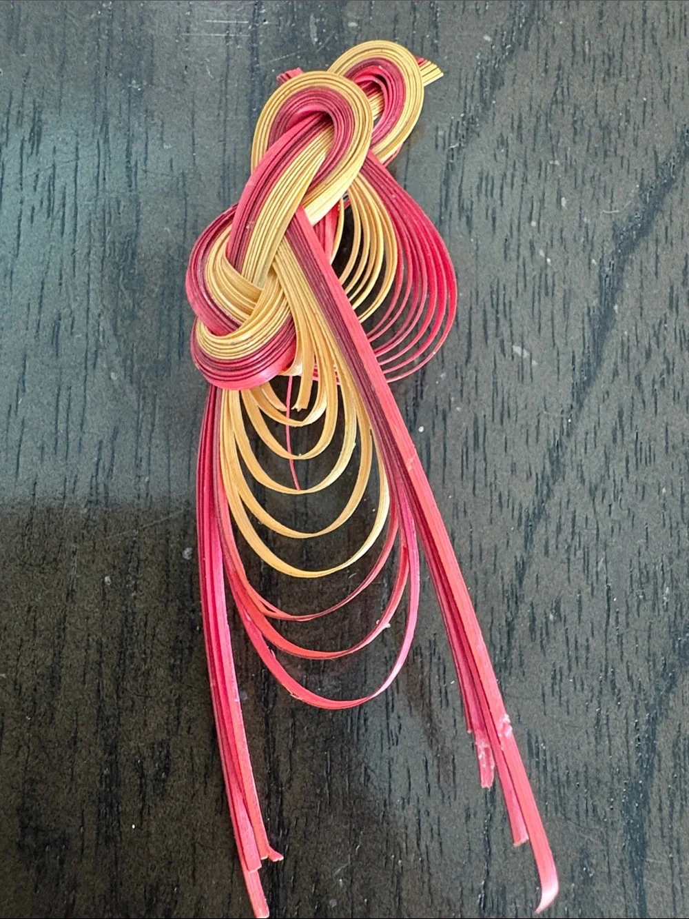 1970s Handcrafted Multicolor Brooch - Pink, Yellow & Brown